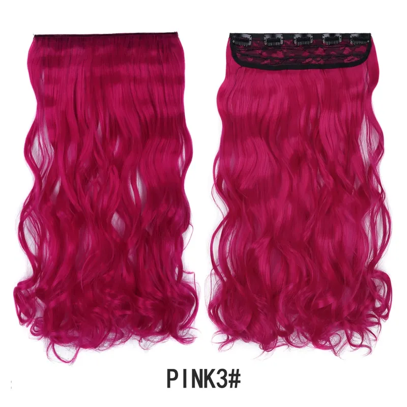 Jeedou Colorful Wavy Hair Clip in Hair Extensions One Piece 5 Clips Synthetic Red Blue Women's Hairpieces