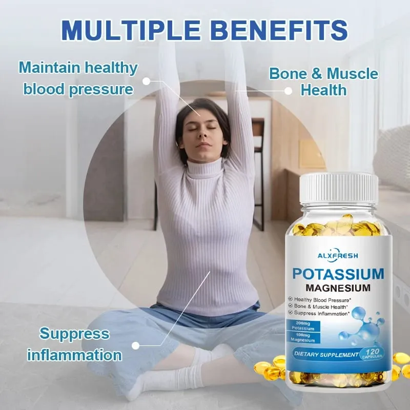 Capsule di potassio e magnesio per la bellezza, la salute, la qualità del sonno, il fitness veloce, i crampi muscolari ossei e l'immunità cellulare cardiovascolare