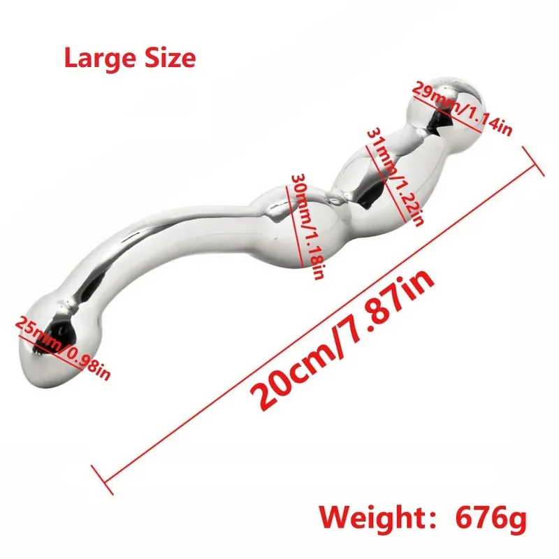 Stainless Steel Double Dildo G Spot Massager Metal Heavy Anal Beads Butt Plug Dildo Fake Penis Sex Toy For Man Woman