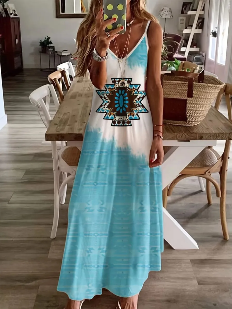 European & American Style: New Fashion Floral Off-Shoulder Strappy Dress
