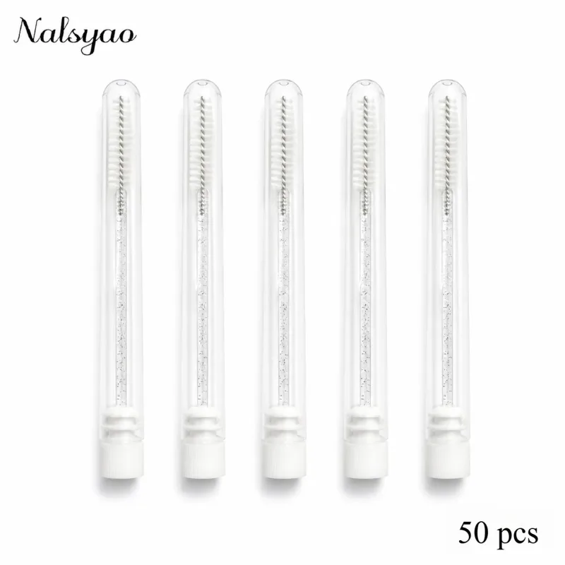 Disposable Mascara Wands Eyebrow Brush Applicator EyeLash Brushes 50pcs Reusable Eyelashes Brush Tube for Eyelash Extension