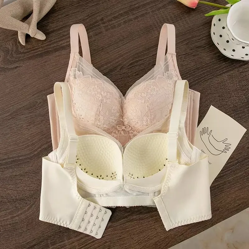 34-40 BC Thin Wire-Free Comfort Bras for Women Sexy Lace Push-Up Anti-sagging Bras Adjustable Straps Breathable Lingerie