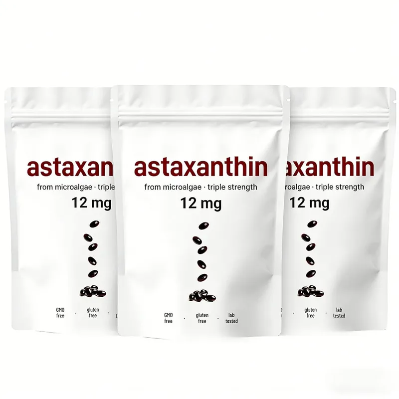 Astaxanthin 12mg Softgels - Καθημερινή Αντιοξειδωτική Υποστήριξη Μη ΓΤΟ χωρίς γλουτένη 120 κάψουλες σόγιας για ενήλικες