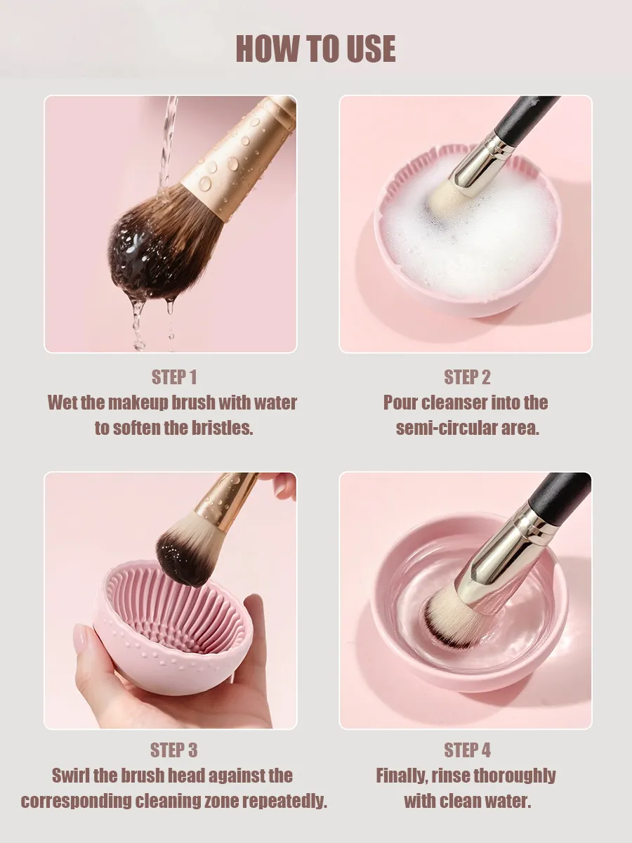 Mini High Appearance Makeup Brush Cleaner Bowl Shaped Washing Tool Cleans Brushes Cushion Puffs Sponges Space Saving Portable