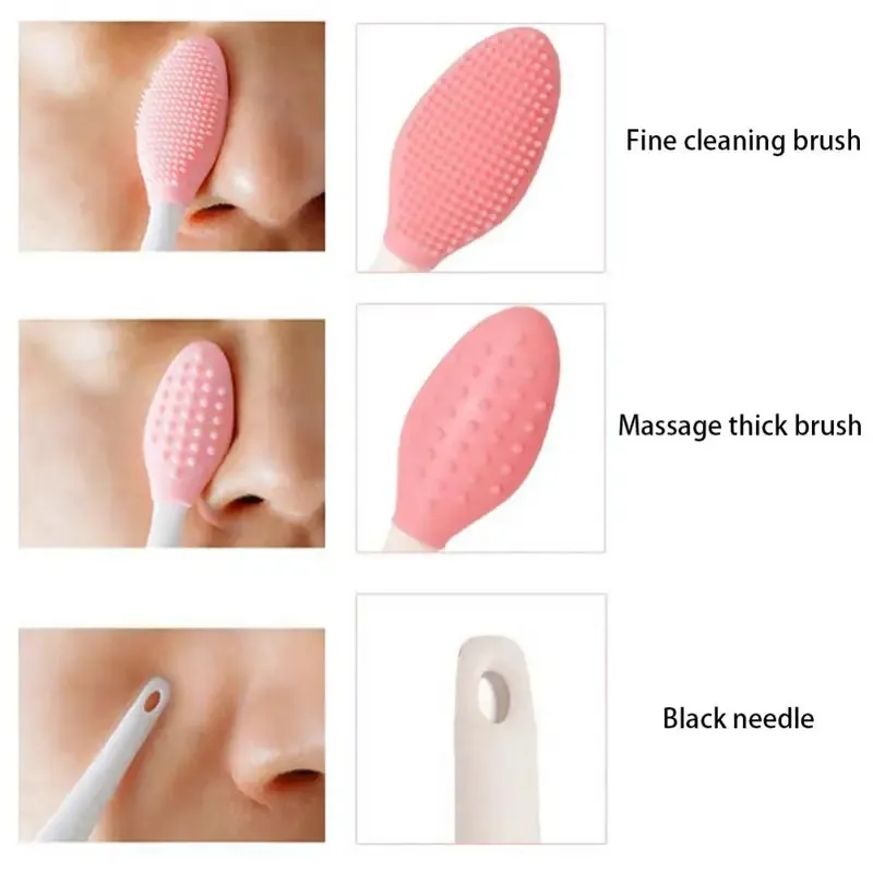 1-20pcs Beauty Skin Care Wash Face Silicone Brush Exfoliating Nose Clean Blackhead Removal Brushes Tools With Replacement Head