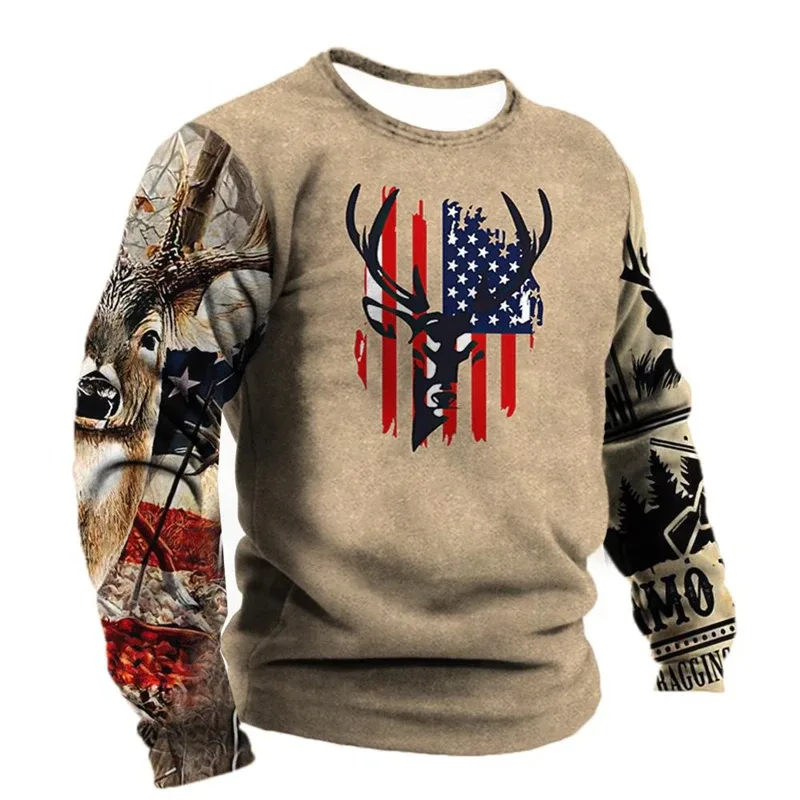 Vintage Ethnic Style Graphic Sweatshirts Spring Autumn Fashion Casual Long Sleeve 3D Printed Tops Loose Streetwear Mens Clothing