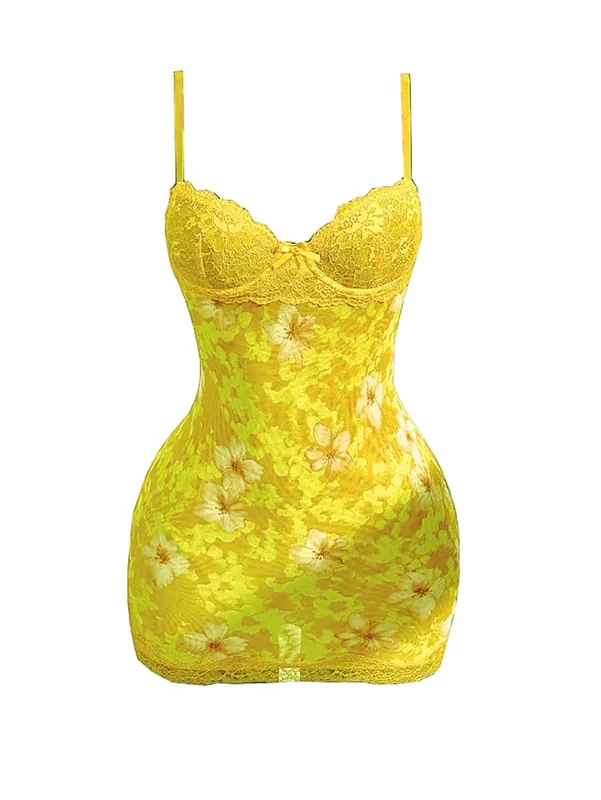 Women's Lace Sexy Dresses Summer Retro Print Slim Fit Resort Style Dress Spaghetti Straps High Waist Backless Mini Clothing