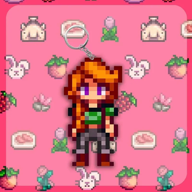 Alex Stardew Valley Schlüsselanhänger Elliott Spielfigur Anime Cartoon Cosplay Requisiten Haley Emily Pixel Student Kawaii Geburtstagsgeschenk