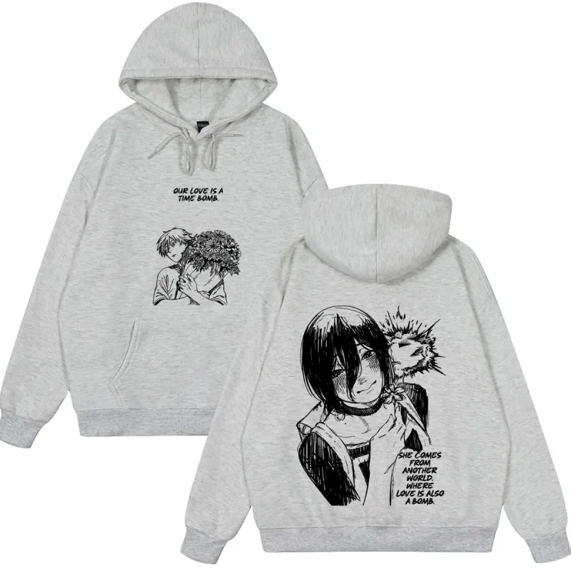 Anime Chainsaw Man T-shirt Reze Denji Manga Graphic Hoodies Winter Fleece wears Men Women Clothing Casual Oversized Streetwears