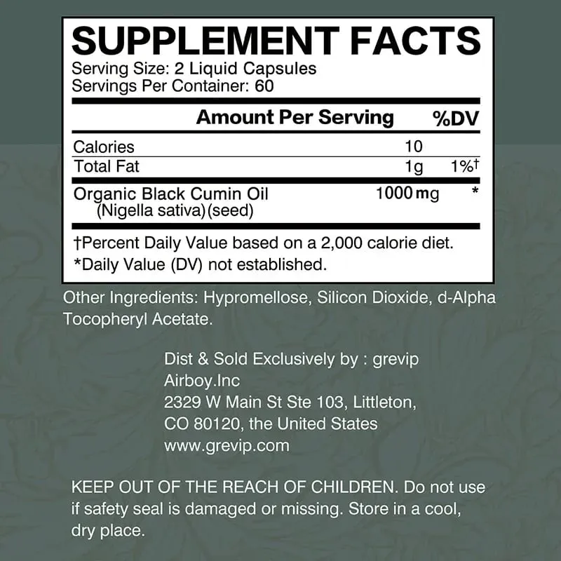 Black Seed Oil - Supports Immune Joint and Skin Health Provides Nutrition Healthy Aging Antioxidant Enhances Energy