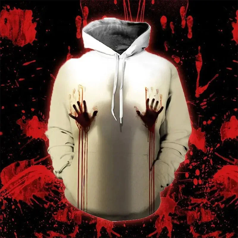 YOU 2026 Halloween Hoodies Men Women Full Print Terror Blood Graphic Sweatshirt Hoody Sudaderas Originales