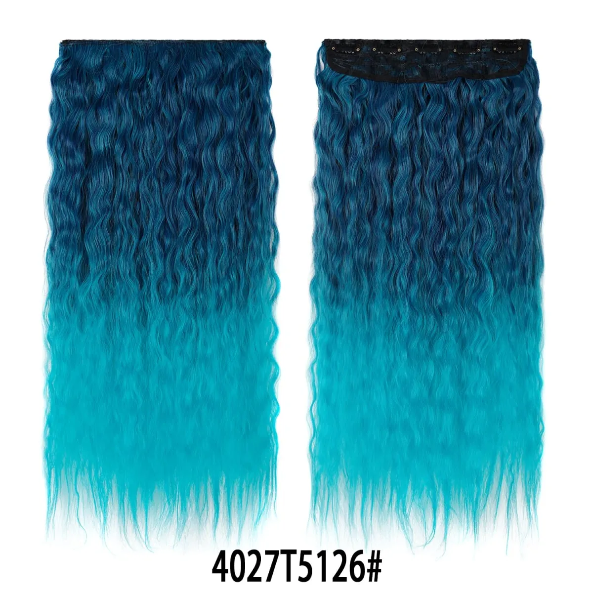 Jeedou Clip in Hair Extension Kinky Curly Hair One Piece 5Clips Blue Rainbow Color Cosplay Props Synthetic Hairpieces For Girls