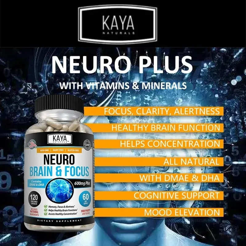 Nootropic Brain Booster Capsules - Vitamins Memory Concentration Clarity & Cognitive Performance Support Stress Relief