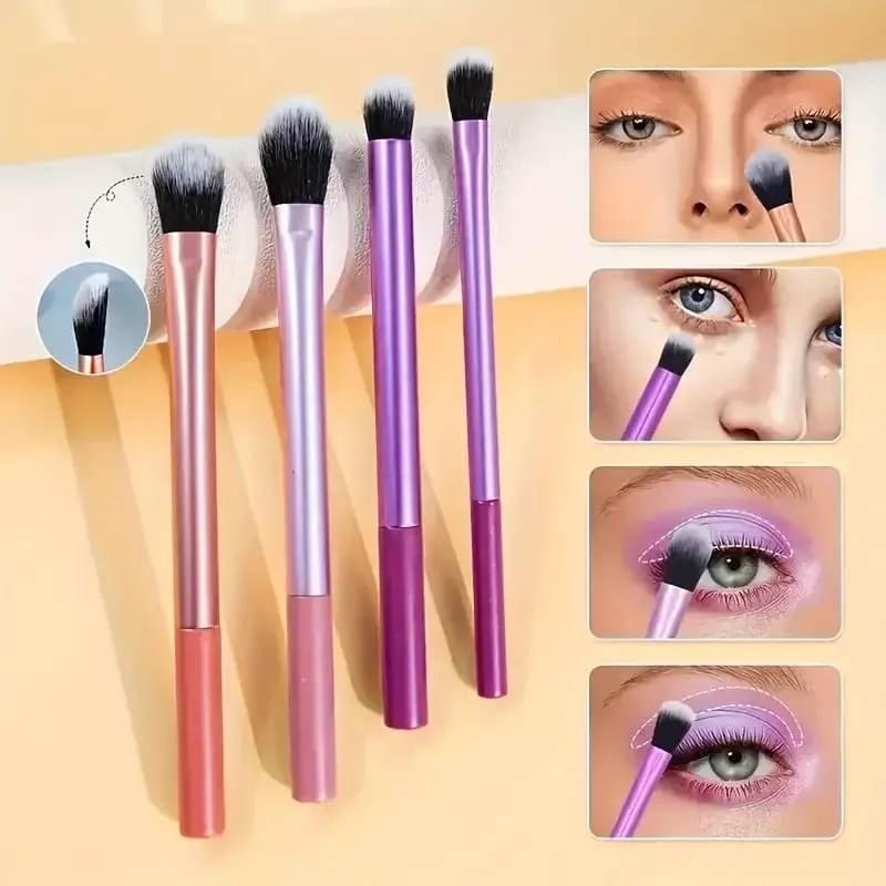 8pcs Pro Easy to Clean Makeup Brush Set - Soft Premium Synthetic Hair Cruelty-Free Foundation Blush Eyeshadow