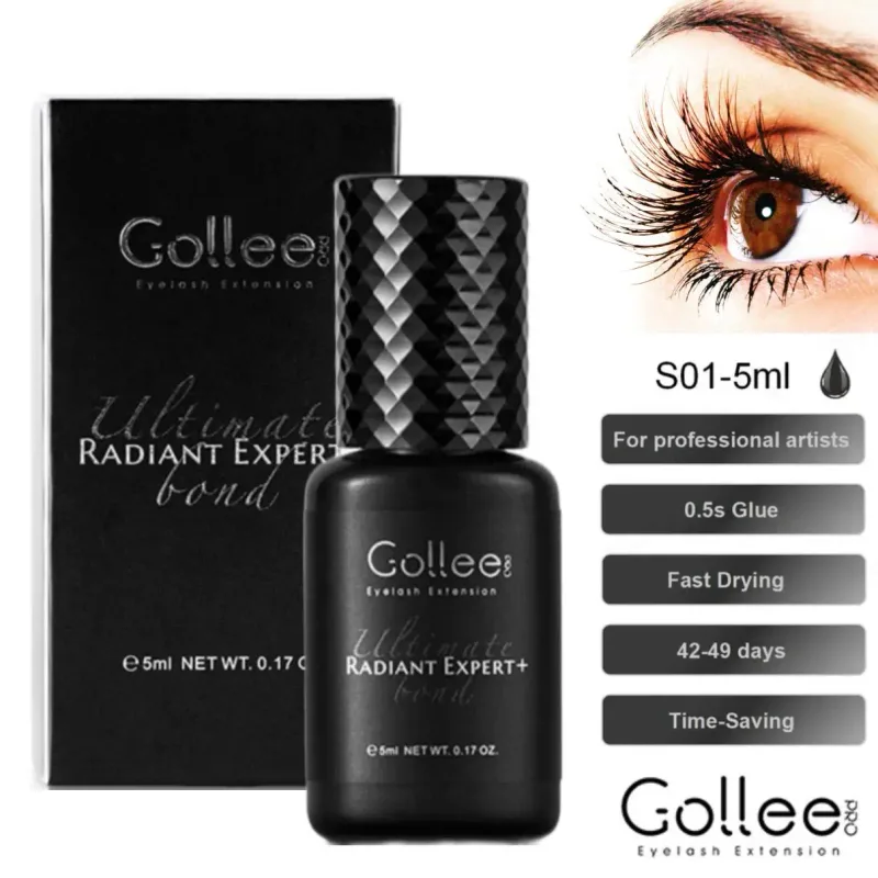 Gollee Fast Drying Eyelash Glue 0.5S 1S 2S 3S Unscented Lash Glue Low Odor Lashes Extension Adhesive for Professional Supplies