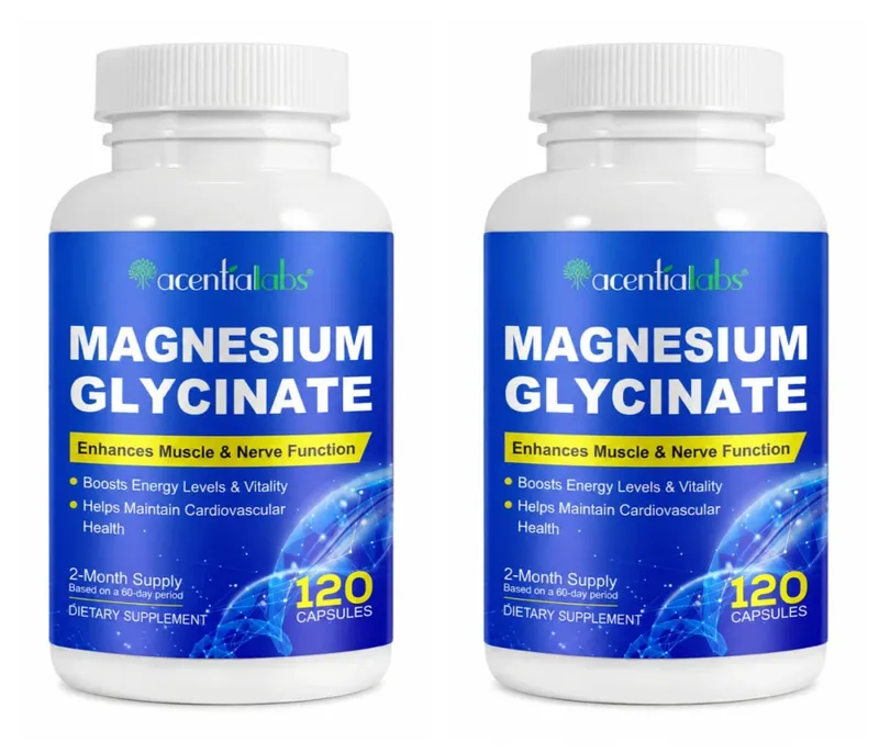 Acentiallabs Magnesium Glycinate 120 Kapsul - Vegetarian Organik Murni Mendukung Kesehatan Tulang Dukungan Tidur & Saraf Otot