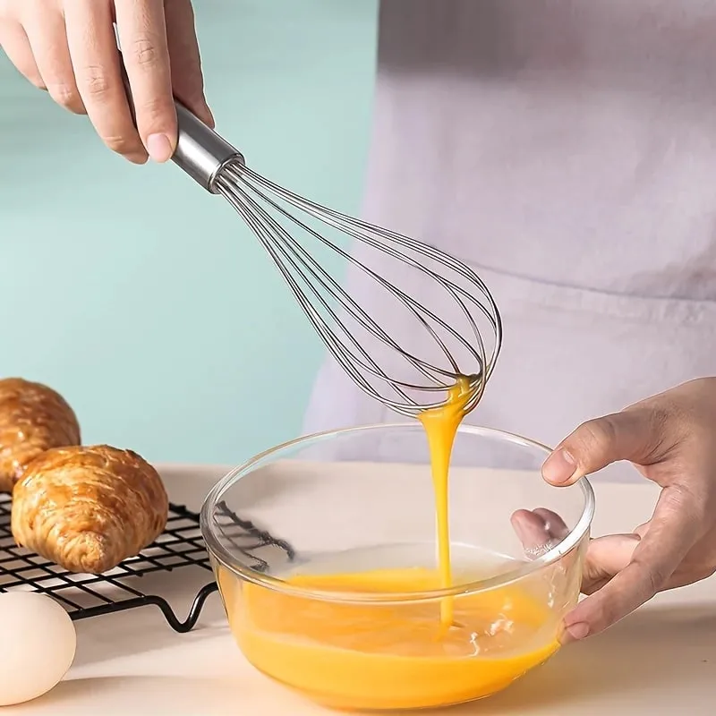 1Pc Stainless Steel Manual Whisk Modern Simple Baking Utensil Durable Rust Resistant Easy To Whip Eggs Cream Batter Easy Clean For Home Kitchen Baking For Baking Enthusiasts Homemade Cake Dessert Cooking Stirring Gadget
