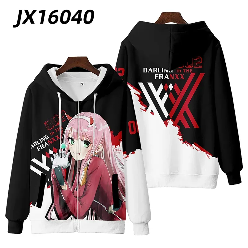Hot Japan Anime Darling In The Franxx Cosplay Zipper Hoodies 3D Print Men Women Hip Hop Tracksuit Zipper Hoodie Men's Clothing