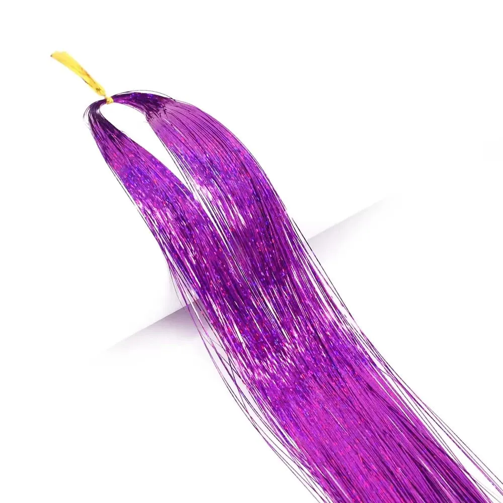 Sparkle Shiny synthetic Hair Tinsel Hair Extensions Dazzles Women Hippie for Braiding Headdress Hair Braiding Tools Long 120cm