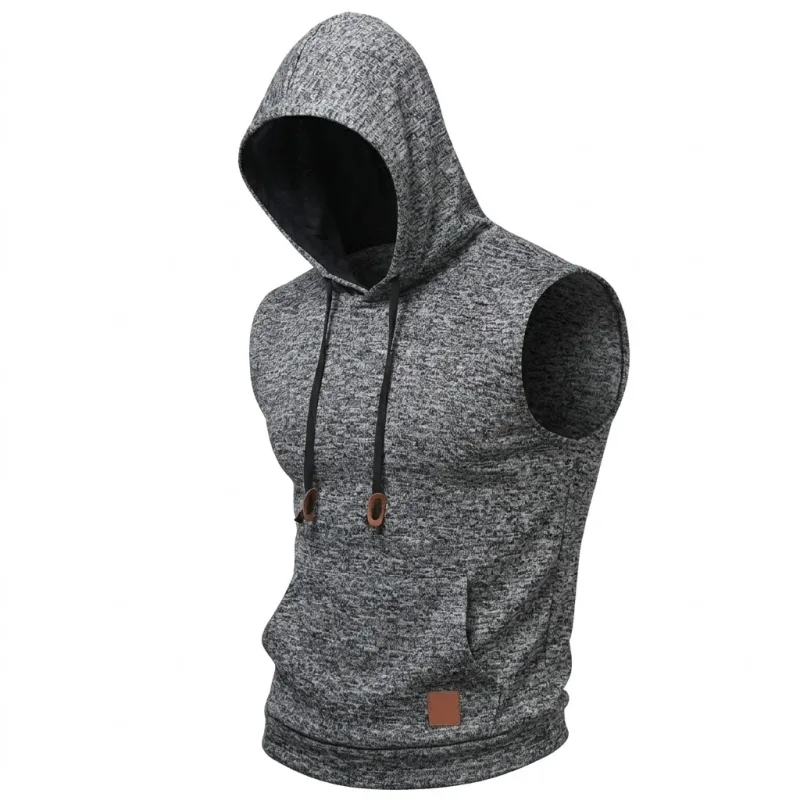 New Mens Sleeveless Hoodie Lightweight Hooded Mens Sweatshirt Vest Workout Luxury Clothes Tank Tops Fitness Hoodies for Men