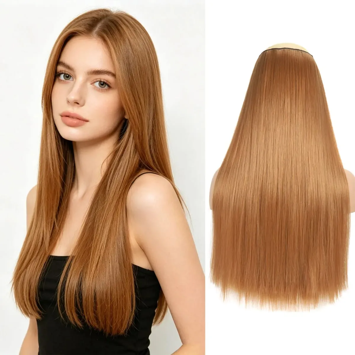 Synthetic 5 Clips in one piece hair extensions 22inch long straight clip in hair for women girls daily party holiday