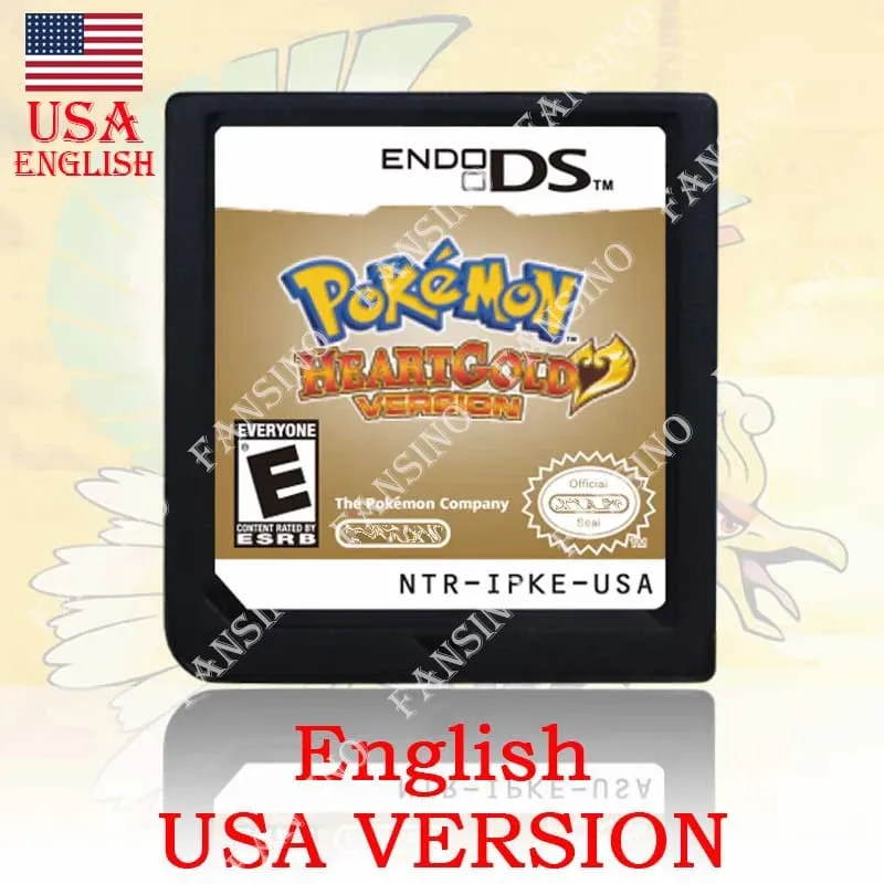 (USA EUR AUS NOE ESP FRA ITA) Pokemon HeartGold SoulSilver Version High Quality Authentic 1:1 Replica DS Video Game Cartridge