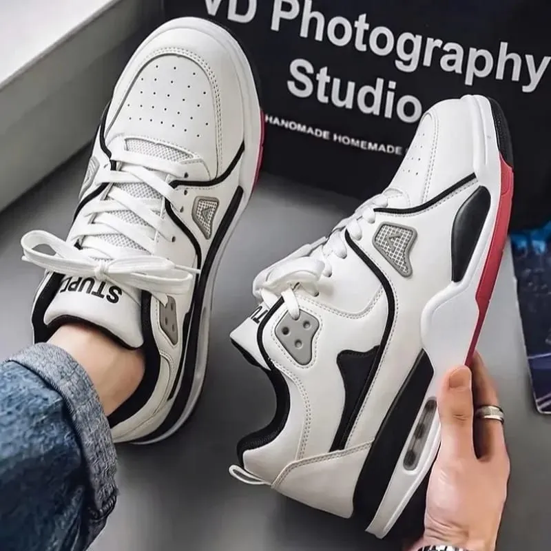 Unisex sneakers Forår Sommer Retro Basketball Style Hvid farve Blok Casual Board Sko Streetwear Chunky Sole School