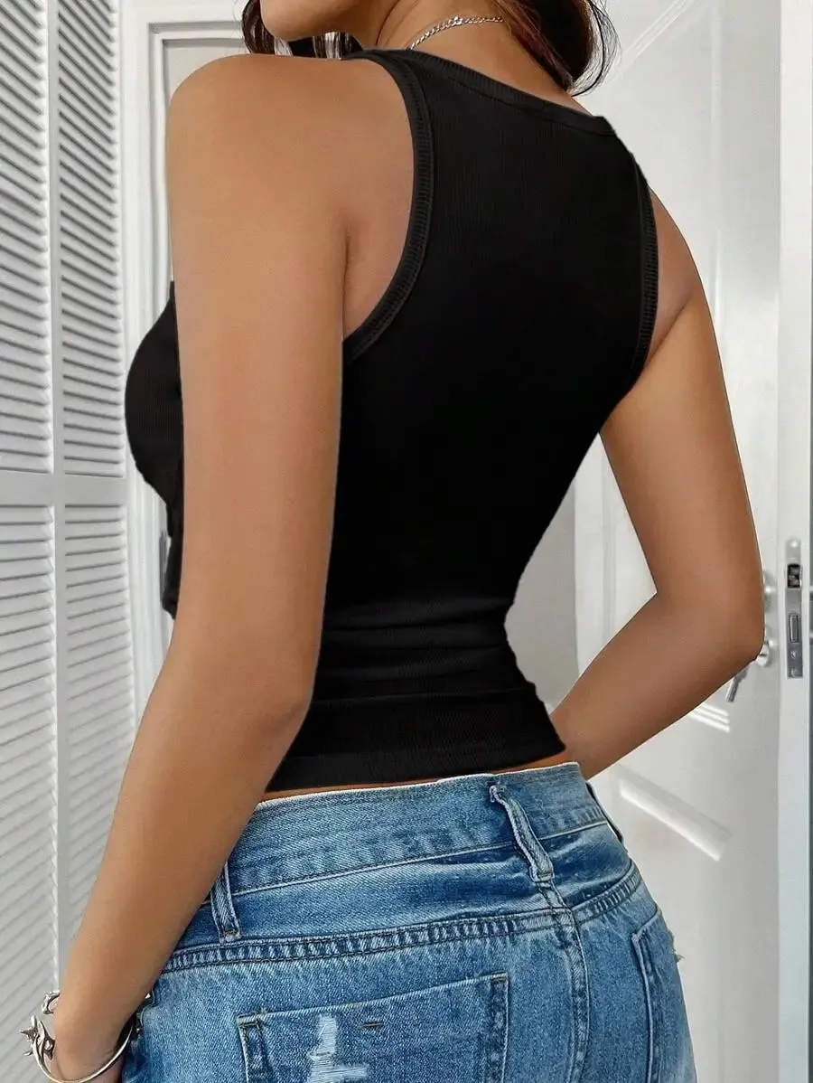 Slim Fit Minimalist Knit Camisole Tank Top Sexy Sporty Design for Women — image 2