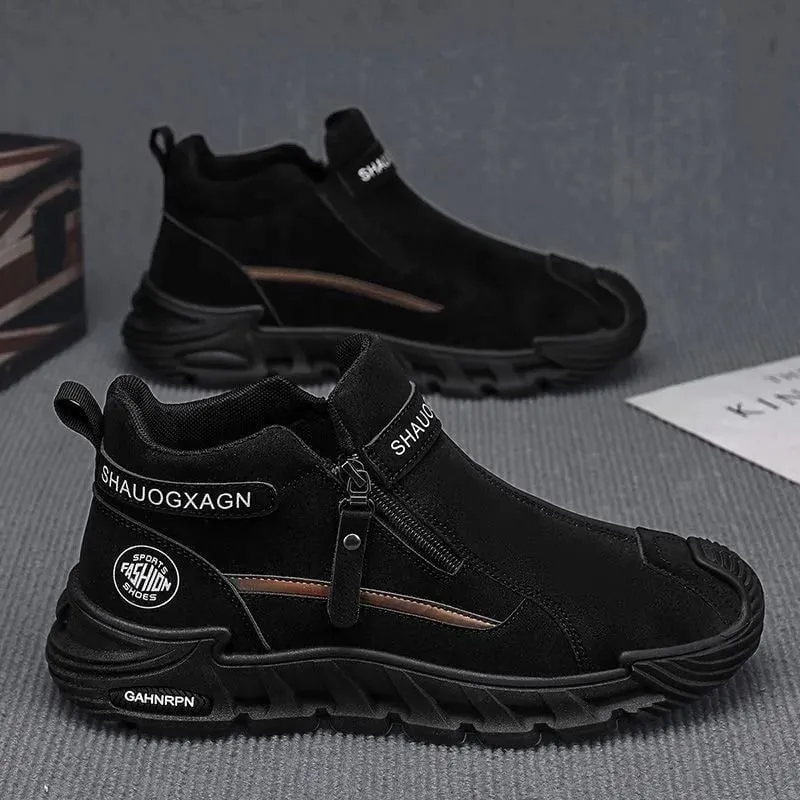 Mens Casual Labor Shoes Fashion Zipper Versatile Men Panlabas na Panakyat na Sapatos Hindi Nadulas na Wear-resistant Sneakers Zapatos Para Hombre