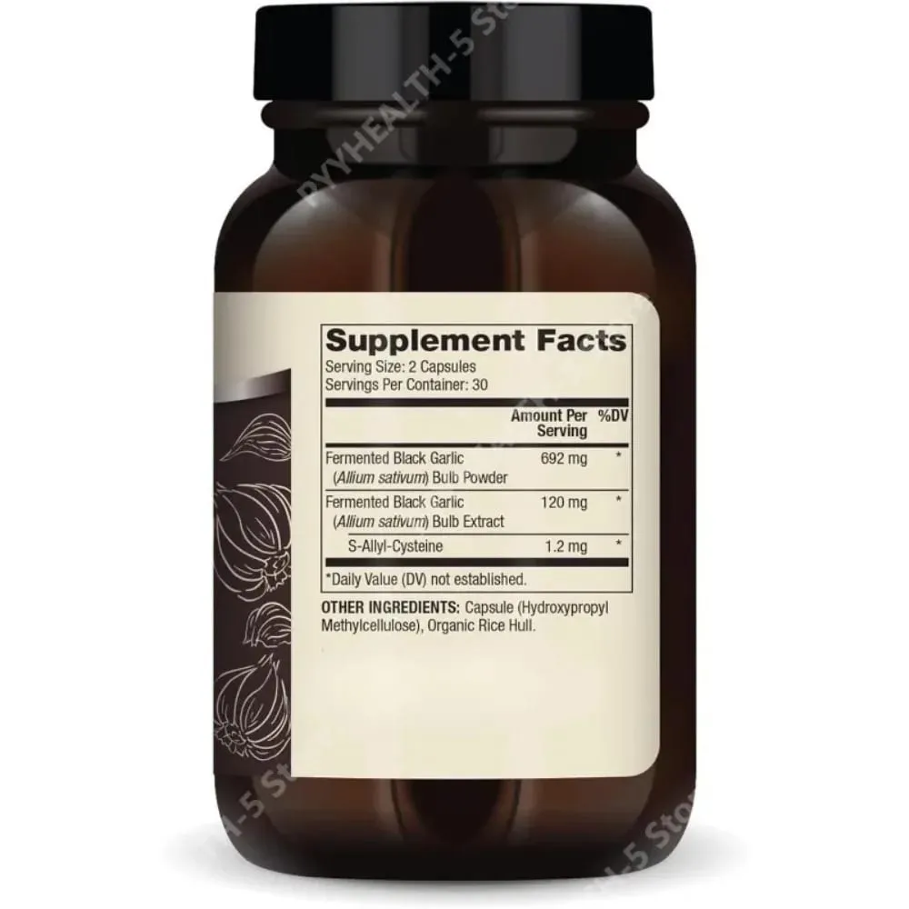 Fermented Black Garlic Capsules for Adults - Supports Overall Wellness Circulation & Antioxidant Health 60 Capsules Non-GMO