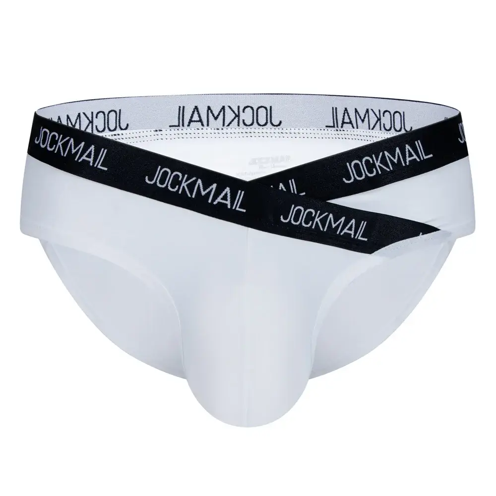 Jockmail Mens Underwear Low Waist Sexy Letter Sports Breathable Summer Ice Silk Briefs Big Bag Nylon Solid Color Man Panties