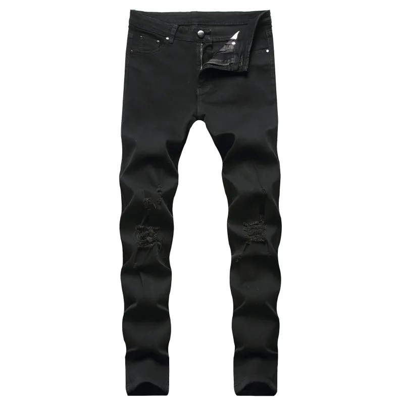 Skinny Jeans Men Denim Pant Punk Street Style Ripped Vintage Wash Trouser Mens Casual Slim Fit Pencil Denim Holes Pants 2025