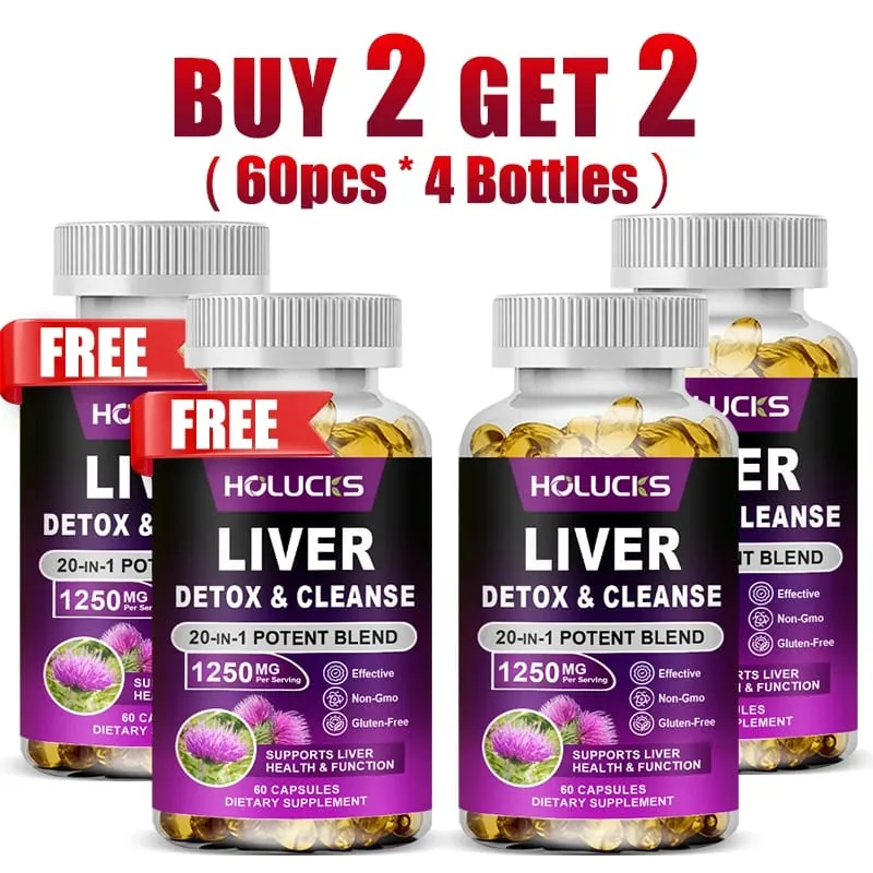 Liver Detox & Cleanse Capsules พร้อม Milk Thistle สนับสนุนการกำจัดสารพิษ การย่อยอาหารและสุขภาพไต สารต้านอนุมูลอิสระและสารล้างพิษ