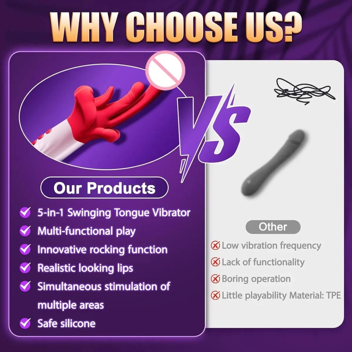 G Spot Vibrator Sexlegetøj til kvinder - Tungevibrator Voksenlegetøj med 10 tungelikning og 5 rytmiske gynger og varmetilstande til klitoris brystvorter og anal，Rose Sexlegetøj Tungelegetøj til kvinder Parspil