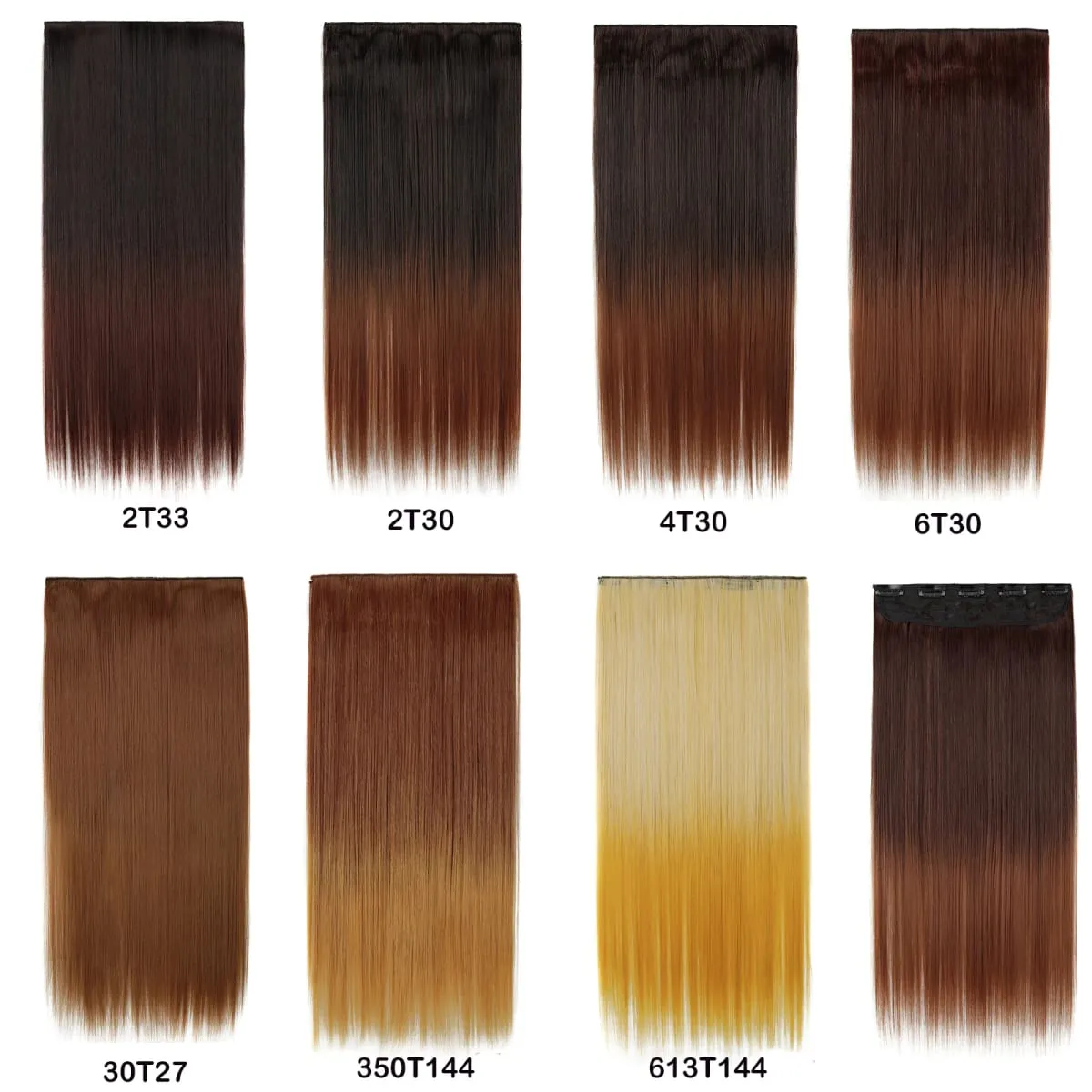 Grampo em extensões de cabelo 5 clipes uma peça de cabelo reto ombre dois tons de alta temperatura sintético peruca para mulher