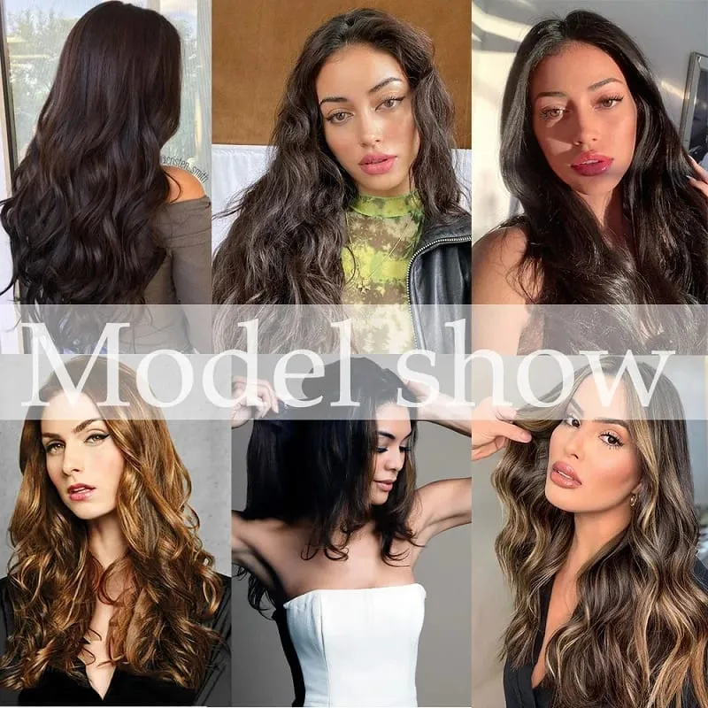 20Inch Synthetic 4 Clip Long Curly V-Shaped Hair Extension Natural Invisible Fashion Lazy Easy Wear Hairpiece for Women Party