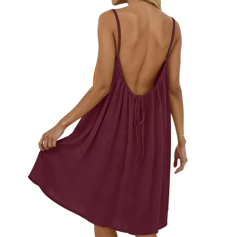 Beach Vacation Dress Short Backless Beach Skirt for Women Summer Holiday Casual Fashion Mini Dress — image 3