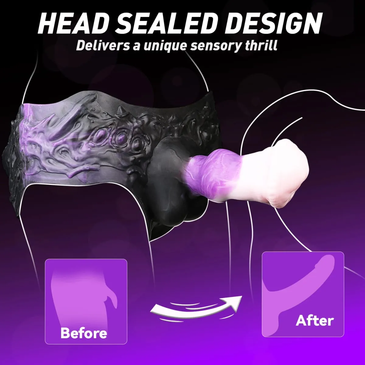 3D Horse Penis Shaped Wearable Cock Sleeve Gradient Color Skin-Friendly Liquid Silicone Adult Couple Intimate Sex Toys