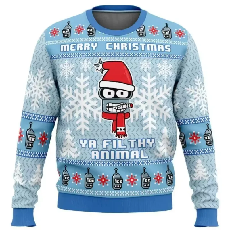 New 2026 Merry Christmas Santa Claus 3D Printed Christmas Sweater Holiday Merry Christmas Autumn Round Neck Pullovers Sweatshirt