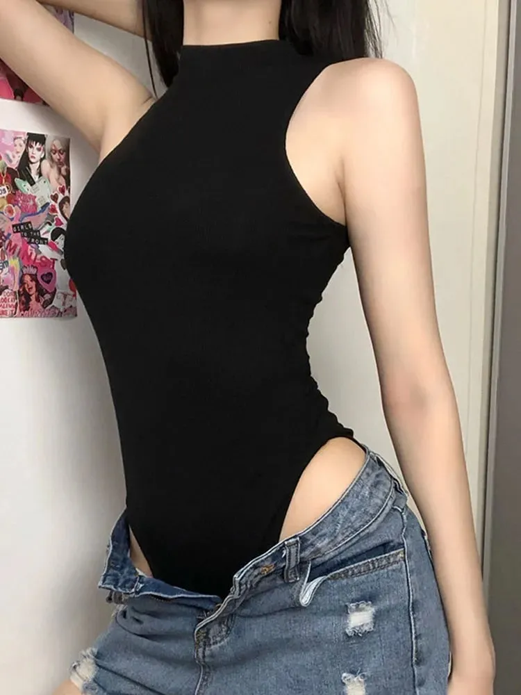 European and American style basic slim fit solid color jumpsuit with bottom layer sleeveless tight and sexy top