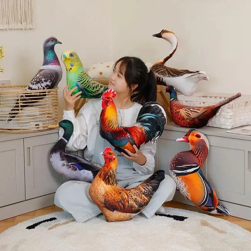 Vivid Lifelike Rooster Plush Throw Pillow 3D Print Soft Fluffy Stuffed Cushion for Bedroom Sofa Decor Gift for Kids Adults