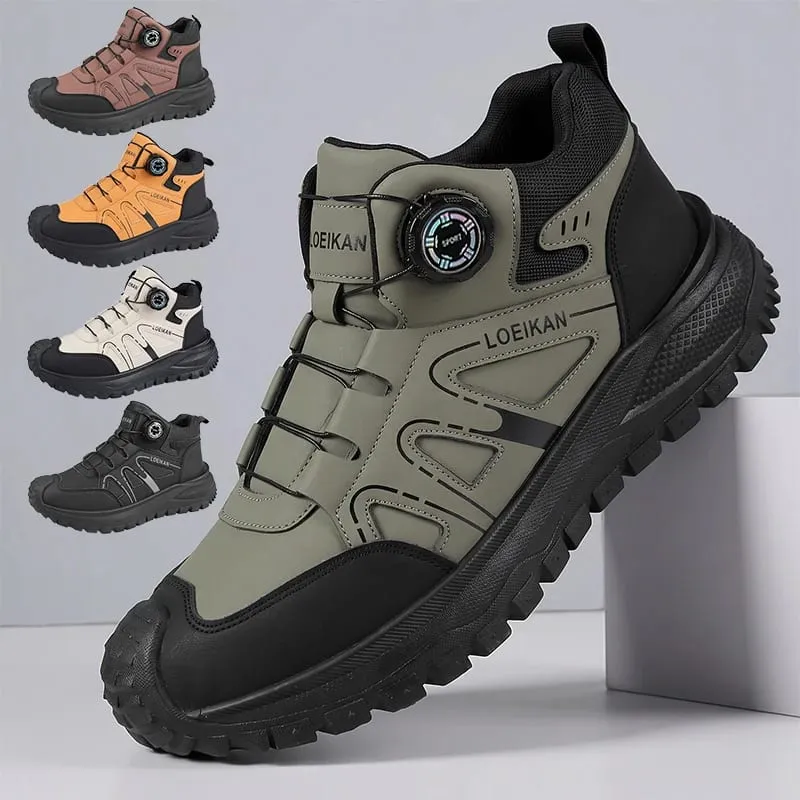 Unisex High‑top Casual Sneakers Rotary Buckle Slip‑on Thick Sole Fashion Daily Walking Shoes for Men Women