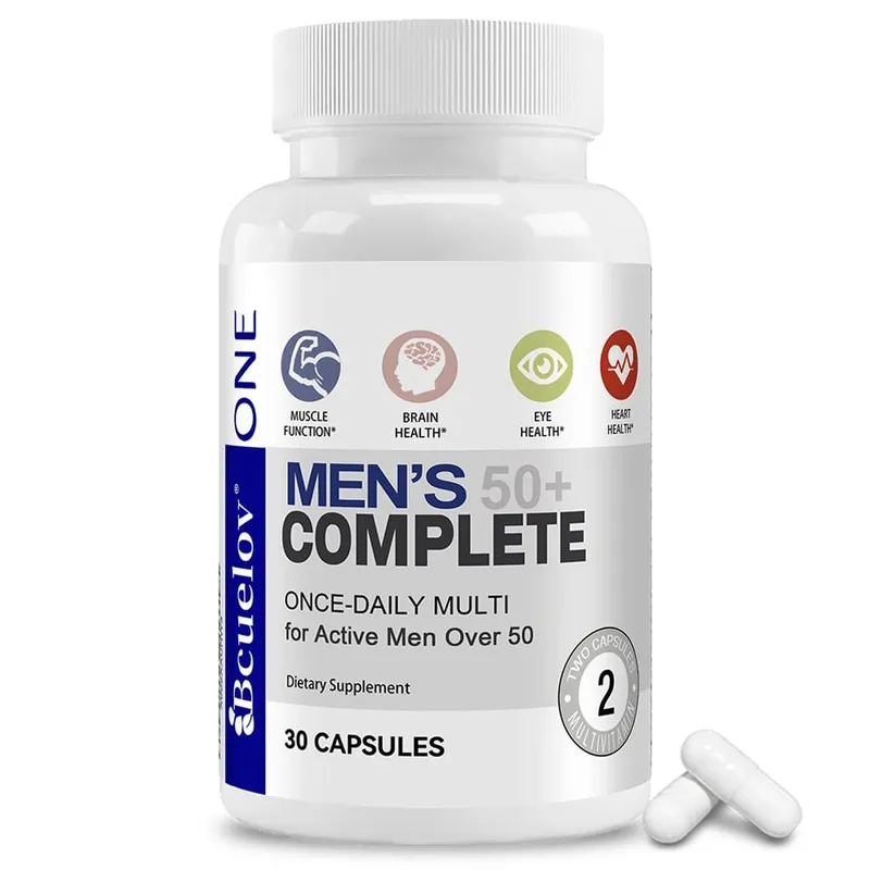 Men's Multivitamin for 50+ - Enhances Memory and Cognition Supports Brain Eye and Heart Health Boosts Energy and Immunity