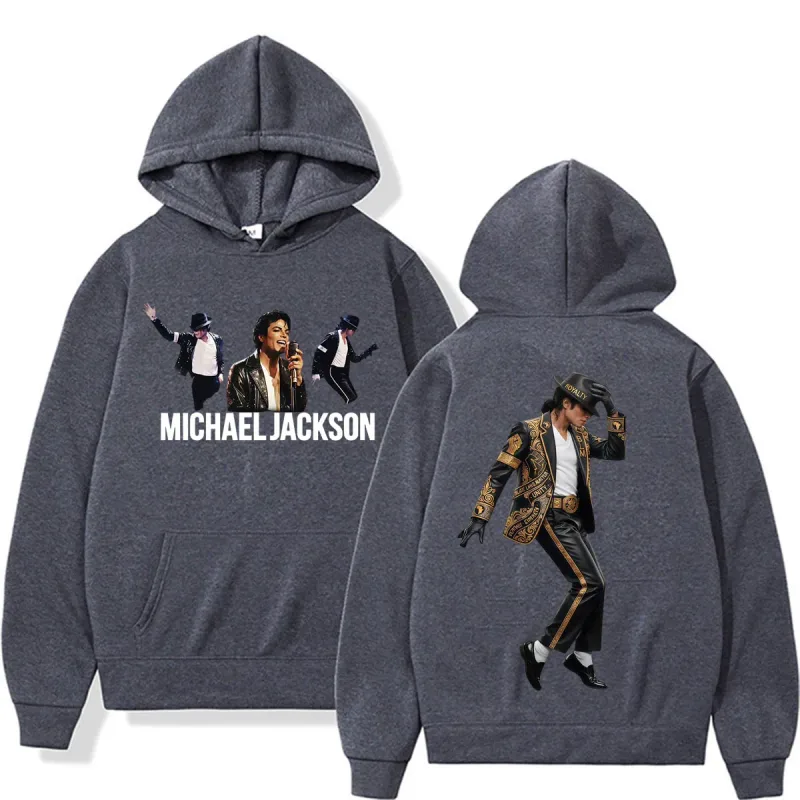 Michael Jackson King of Pop Music Fan Hoodies Men's Casual Fleece Bodywarmer Sweatshirts Fashion High Street Oversized Pullovers