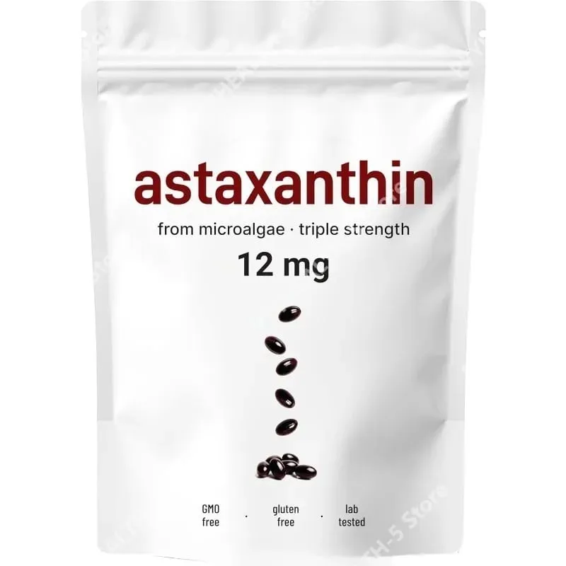 Astaxanthin 12mg Softgels - Καθημερινή Αντιοξειδωτική Υποστήριξη Μη ΓΤΟ χωρίς γλουτένη 120 κάψουλες σόγιας για ενήλικες
