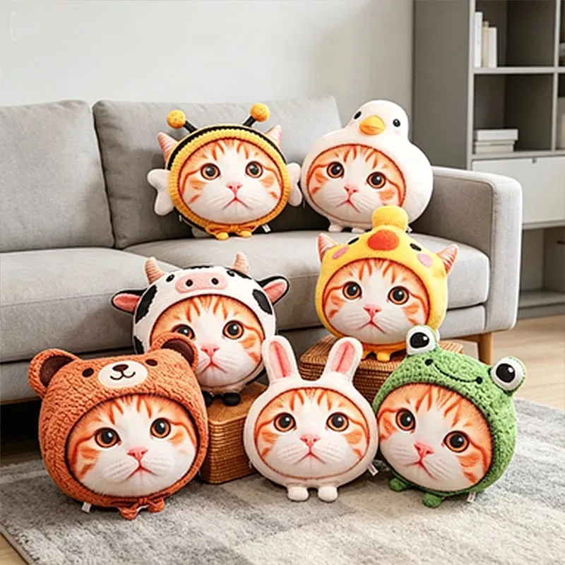 New 40cm Lifelike Animal Cat Plush Pillow 3D Printing Simulation Cat Plush Toy Stuffed Decor Gift Birthday Gifts Room Decoration