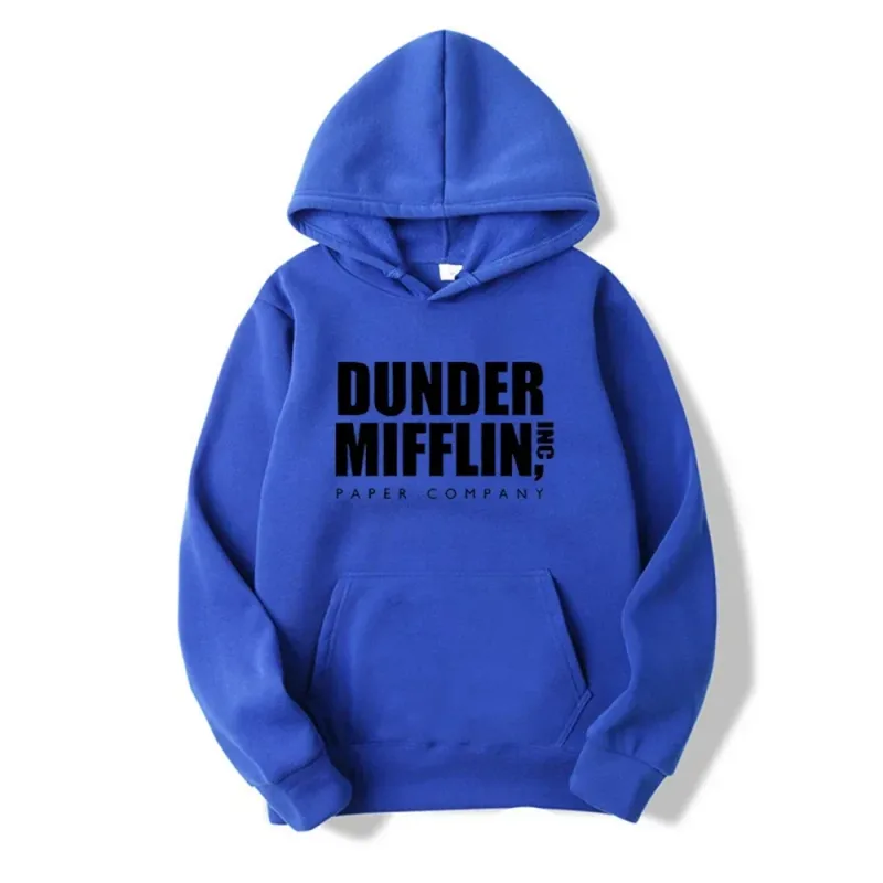 Dunder Mifflin Hoodie Paper Company Kantor Acara TV Slogan Minimalis Estetika Abu-abu Kaus Olahraga Kasual Kebesaran
