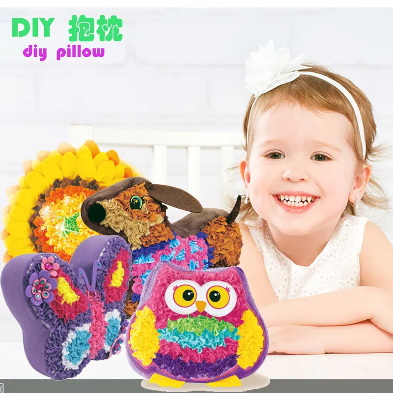 DIY plyšový polštář pro děti Ručně vyráběný polštář Materiál Balení Plyšová hračka Kawaii Roztomilá panenka Dětské Puzzle Sady řemeslných hraček Dárky pro dívky