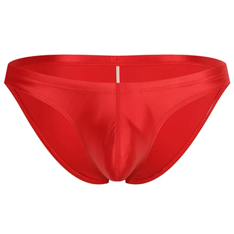 Mens Oil Shiny Glossy Silk Briefs Underwear Pouch Underpants Breathable Panties Low Rise Male Underpant Bikini