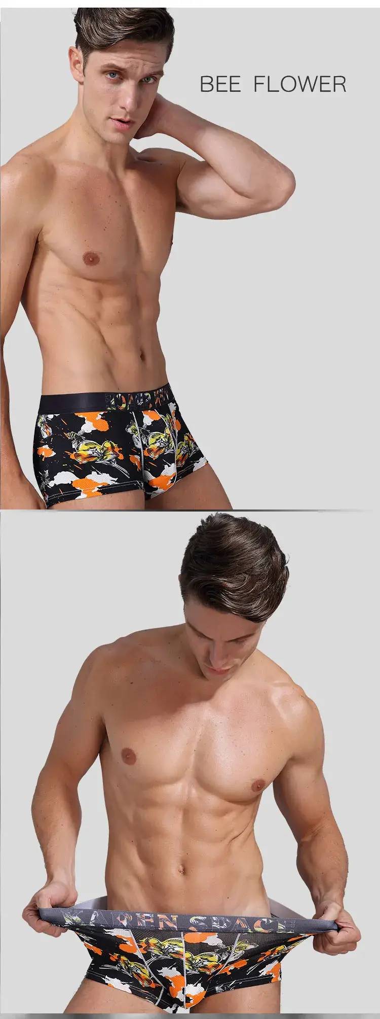 Boxer Uomo Traspiranti Stampati Ghiaccio Seta Intimo Mutandine Maschili Moda Comode Calzoncillo Hombre